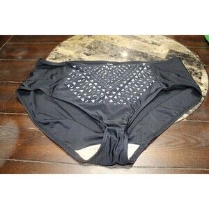 Swim By Cacique Black Geometric Patterned Swim Bottoms Women's Size 22